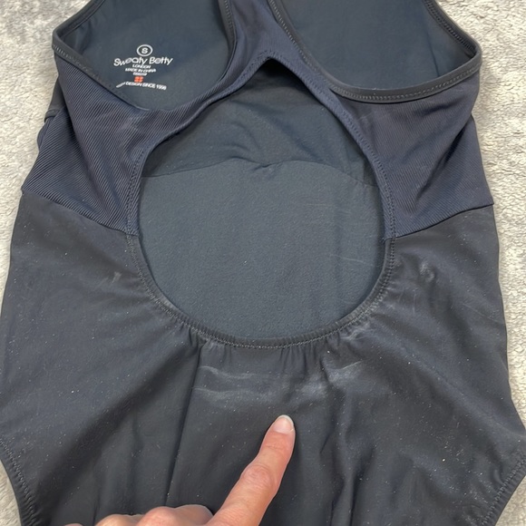 New Sweaty Betty Aqua Xtra Life One Piece Swimsuit Black Cut Out Back Sz S - Picture 9 of 11